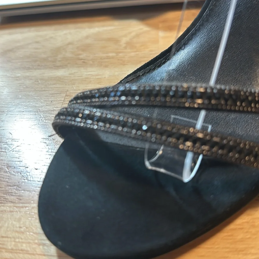 Sam Edelman High Heel Strapped Rhinestone Black Shoes Sz 10M - Picture 9 of 12